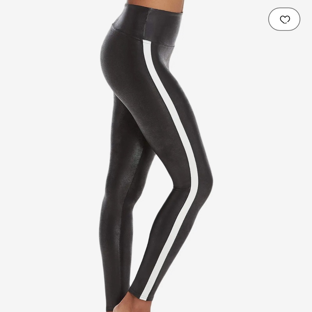 SPANX Faux Leather Leggings for Women Tummy Control with Side Stripe